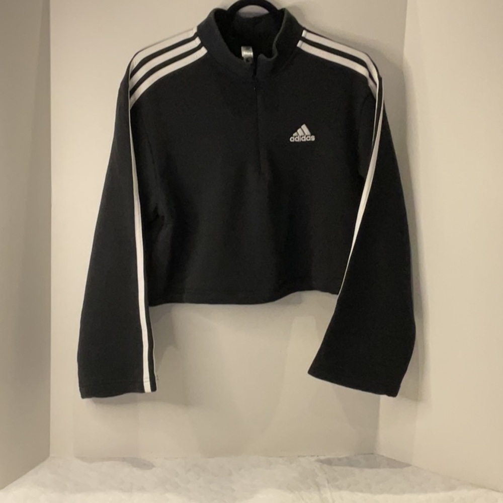 Adidas Black Cropped 3/4 zip cropped Sweatshirt